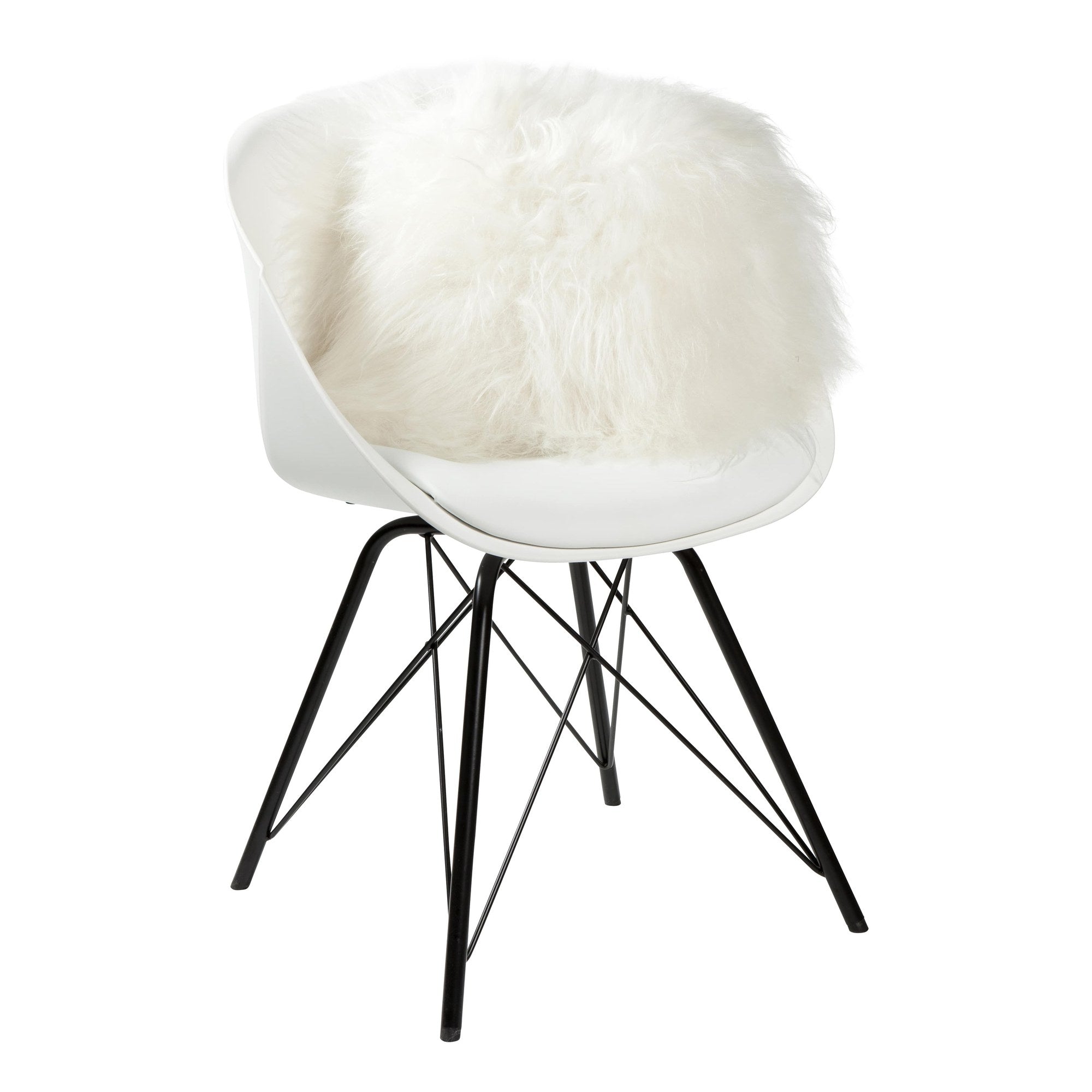 Dyreskinn Sierkussen van IJslandse schapenvacht - Naturel wit - 40 x 40 cm